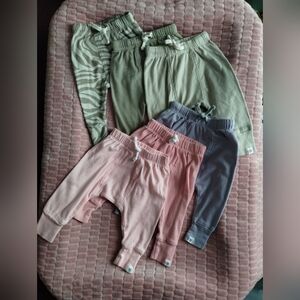 6 pairs Honest Baby Clothing Pants 0-3 months